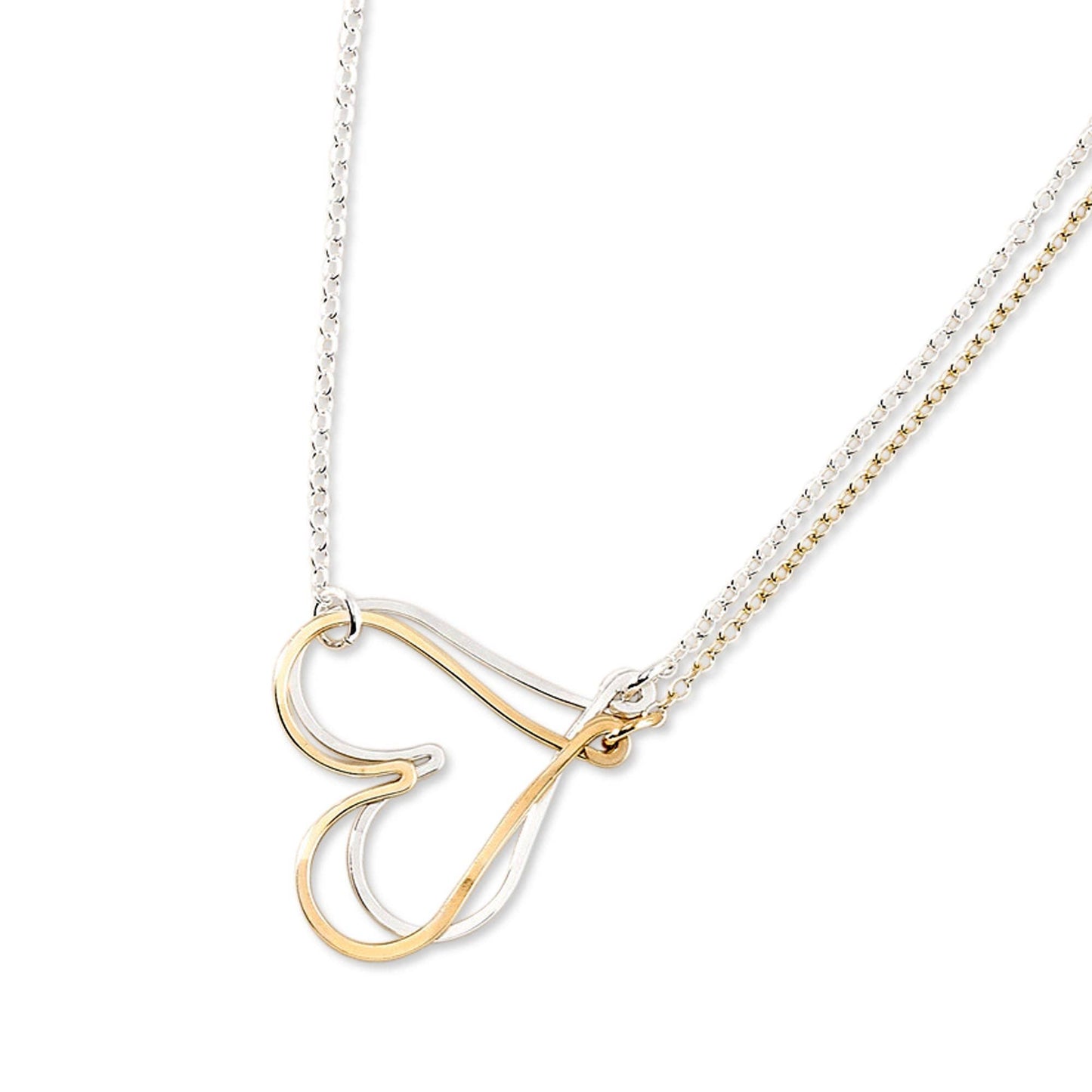 Stacked Hearts Necklace - Gold filled and Sterling Silver