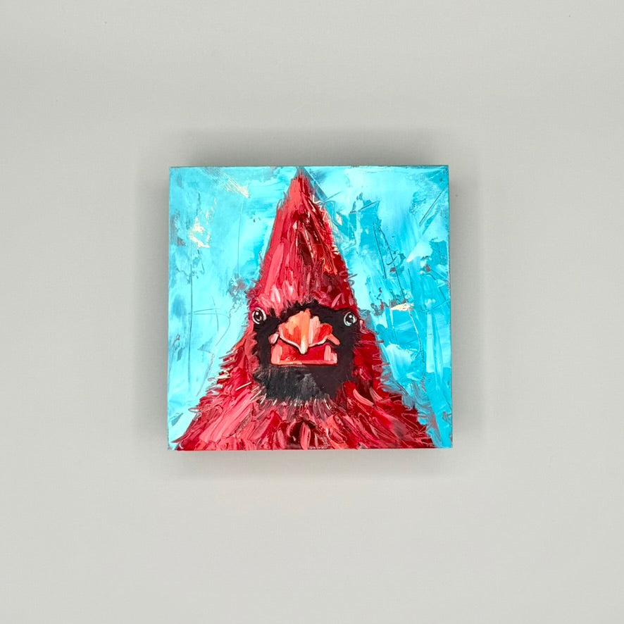 Cardinal Painting in Oil, 5"x5"