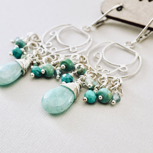 Amazonite Cocktail Chandelier Earrings (SS)