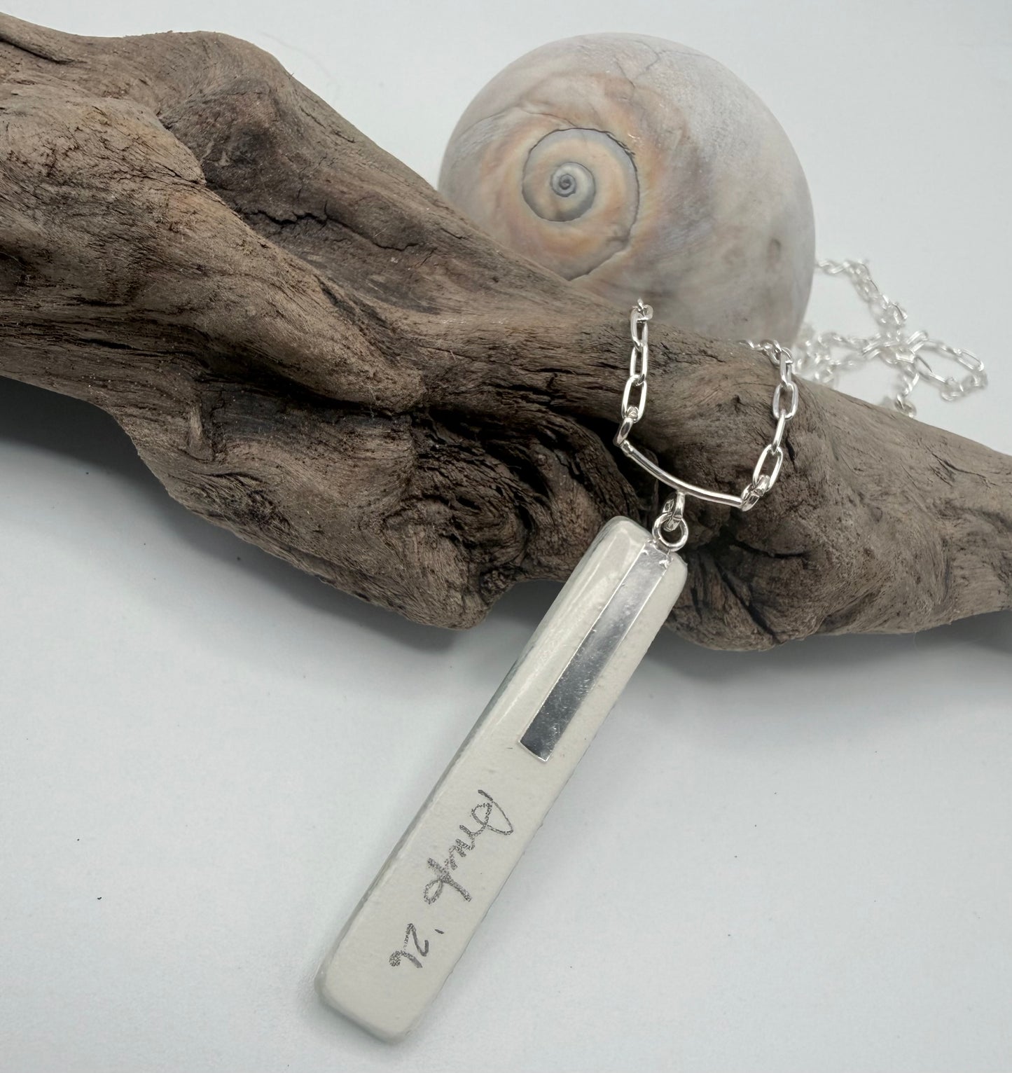 Long Watercolor Beach Scene on Sterling Chain