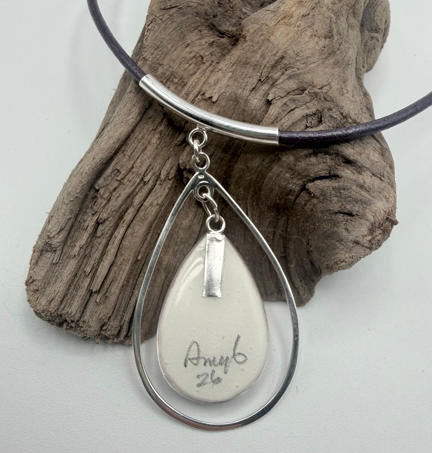 Pink Sunset Teardrop Necklace - Original Watercolor