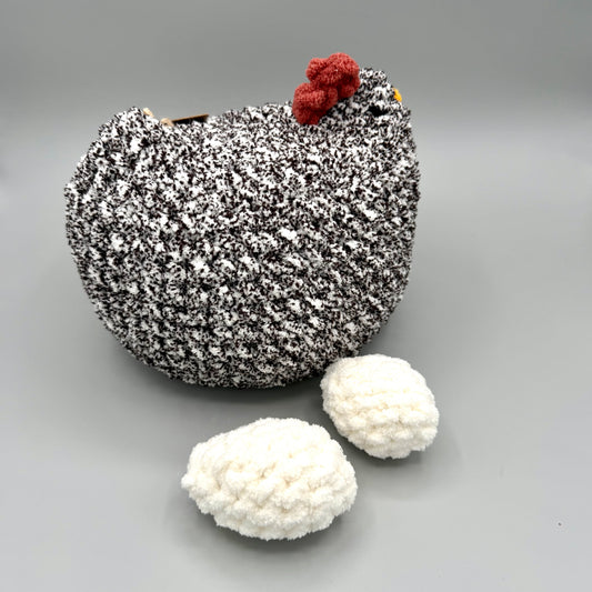 Large Crochet Chicken with Eggs