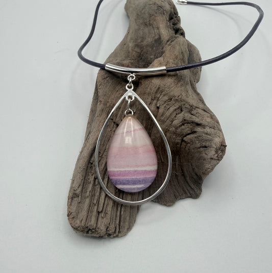 Pink Sunset Teardrop Necklace - Original Watercolor