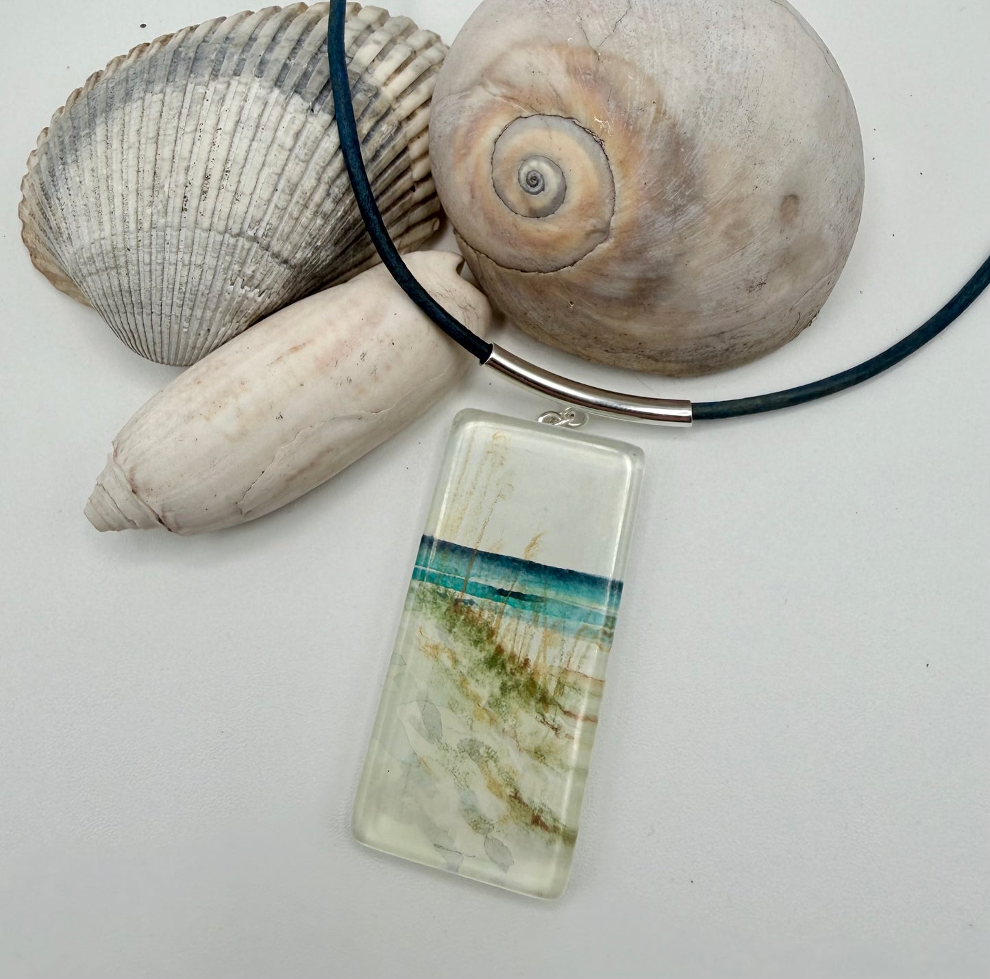 Dunes and Ocean - Original Watercolor and Sterling Necklace