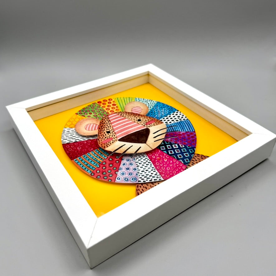 Lion Mixed Media Print/framed