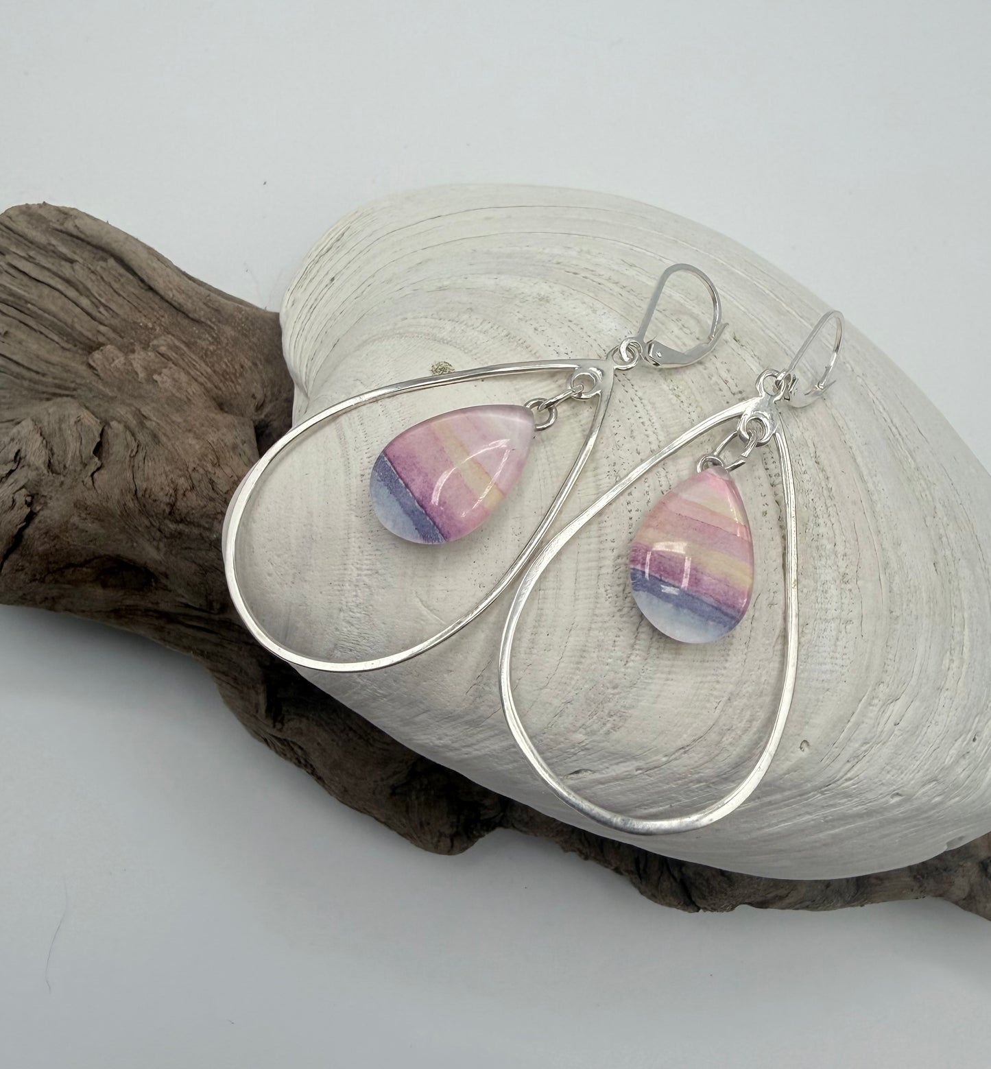 Pink Sunset Drop Earrings - Original Watercolor
