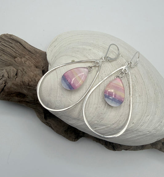 Pink Sunset Drop Earrings - Original Watercolor
