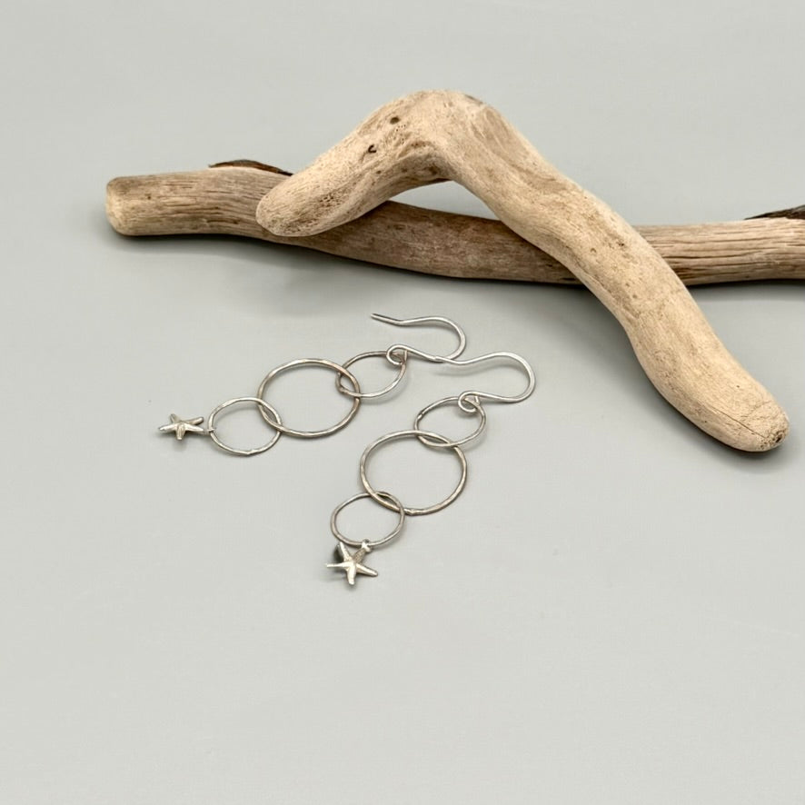 Ttriple Circle Star Drop Earrings