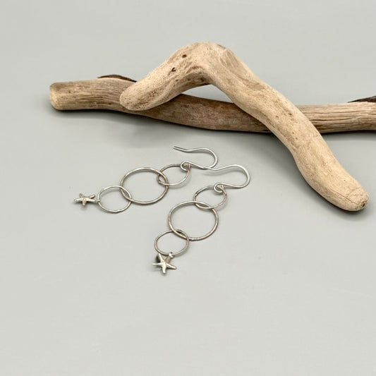 Ttriple Circle Star Drop Earrings