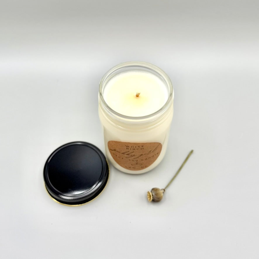 12oz Soy Candle Jar (Scent: White Birch)