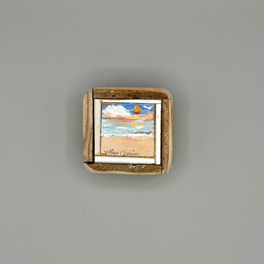 Mini Beach Painting on Wood Frame