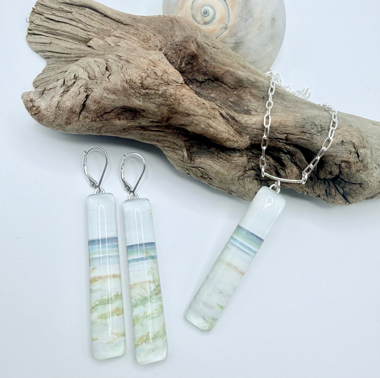 Long Beach Scene Earrings - Original Watercolor