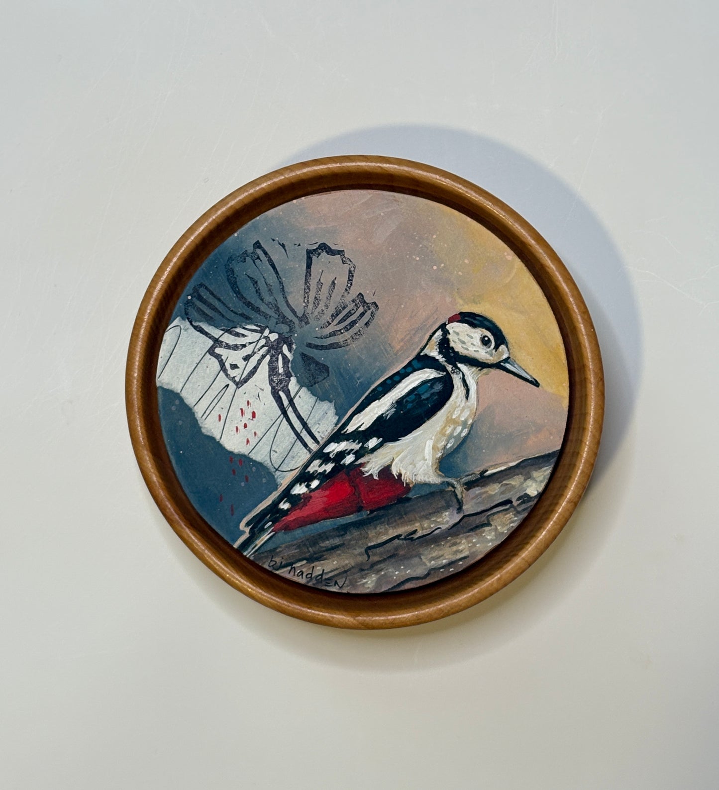 Round Woodpecker Painting