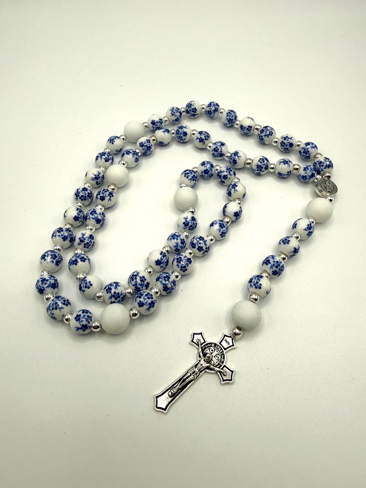 Ceramic Rosary - Blue and White