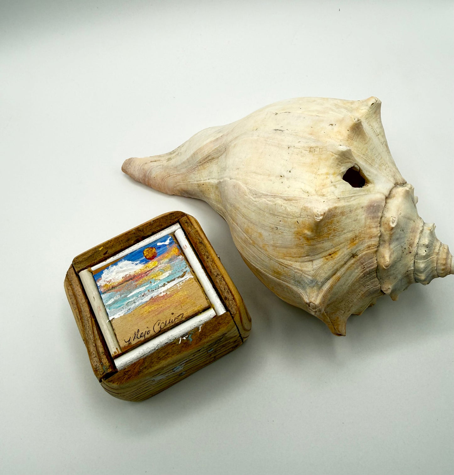 Mini Beach Painting on Wood Frame