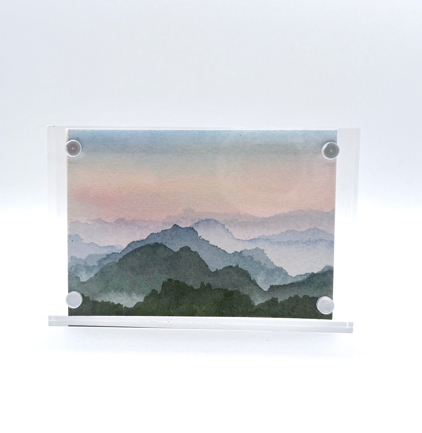 Peaks - Acrylic Framed Watercolor