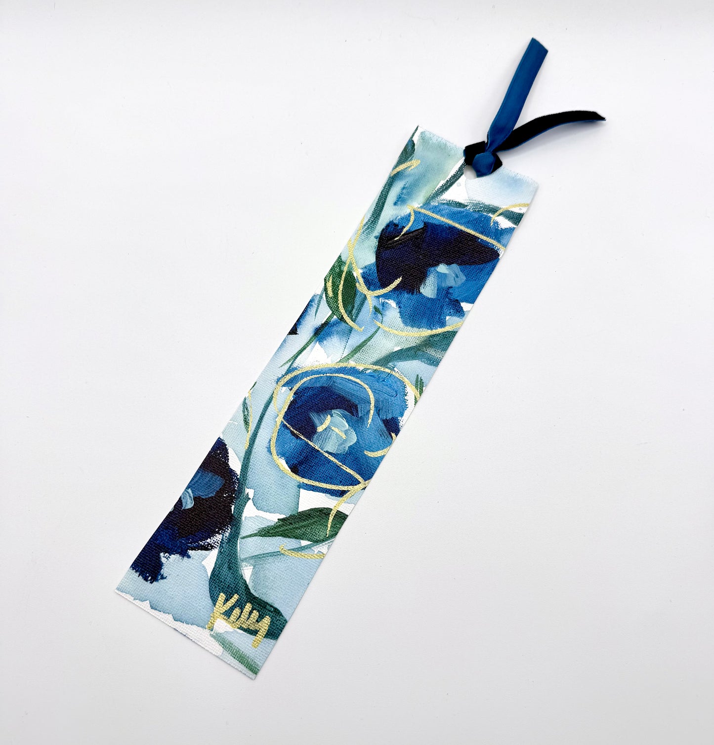 Blue/Gold Handpainted Bookmark