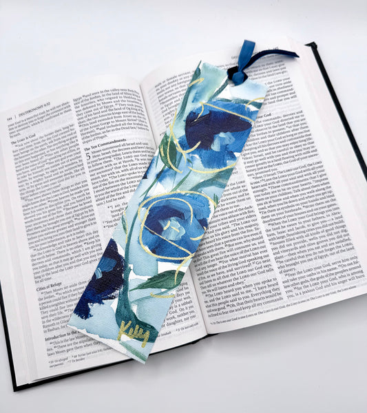 Blue/Gold Handpainted Bookmark