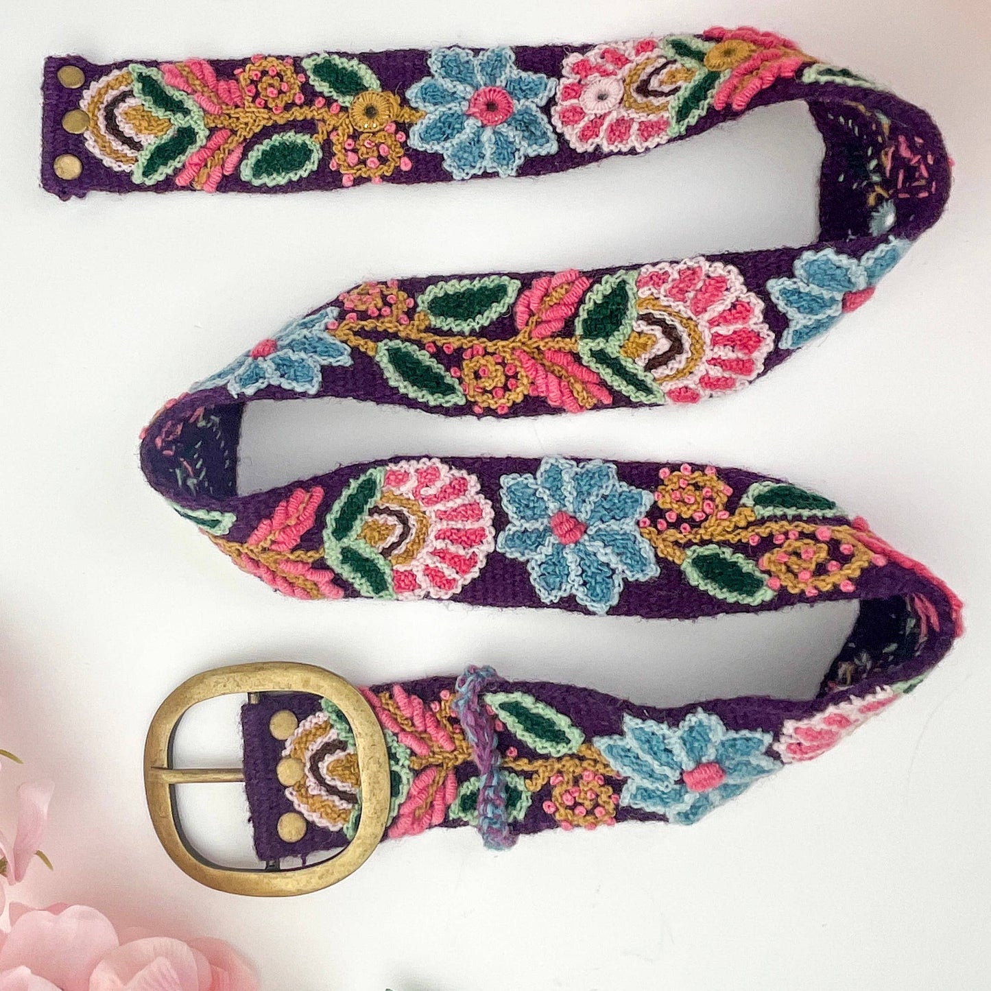 Plum Anabel Wide Embroidered Belt