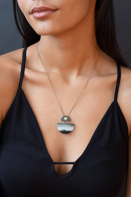Full Gold  - Hand Painted Resin Necklace