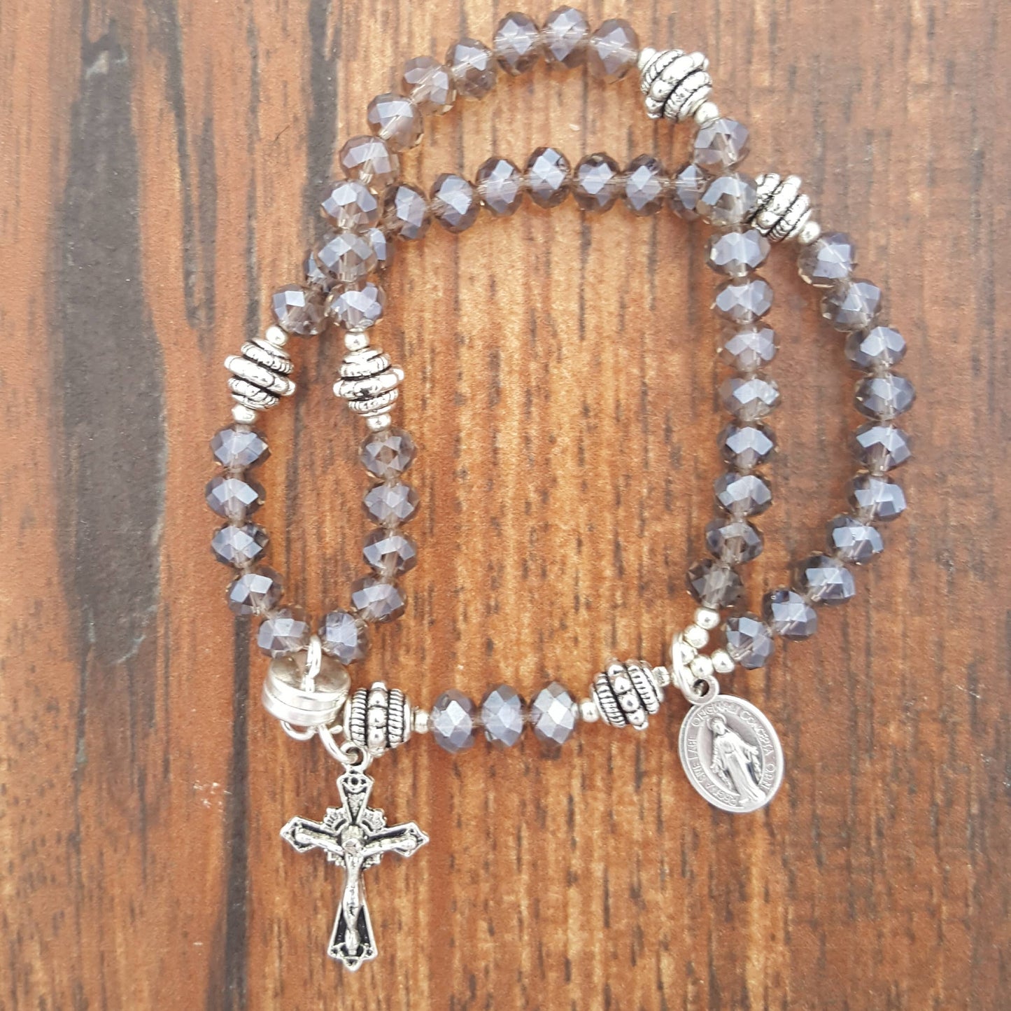 Smoke Crystal Wrist Rosary