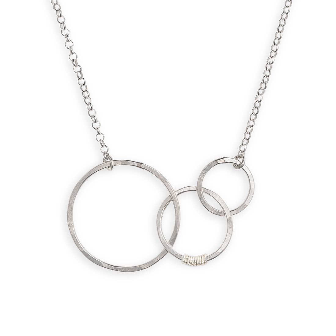 Many Moons Three Linked Circles Sterling Silver