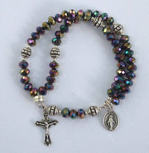 Rainbow Crystal Wrist Rosary Five Decade