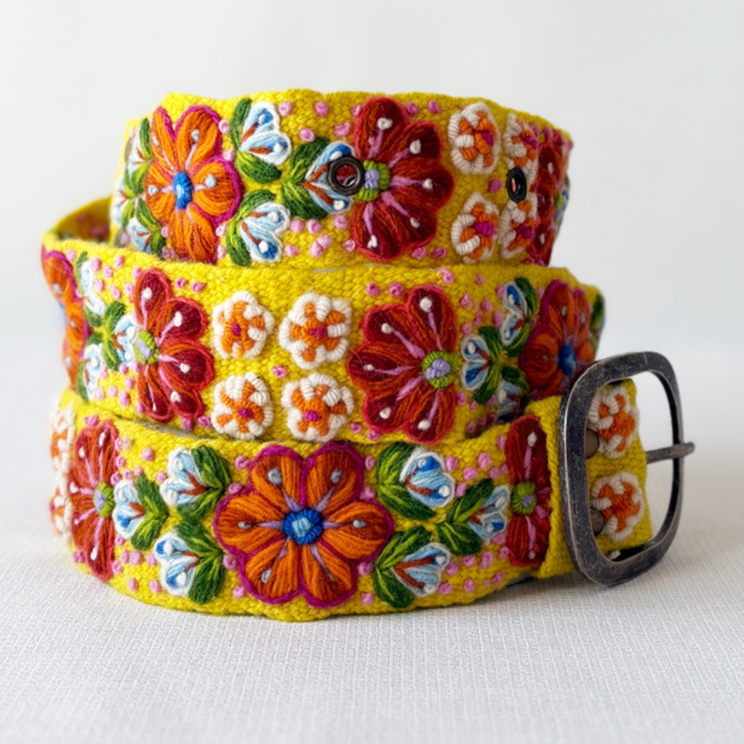 Golden Delicious Embroidered Wool Belt: M