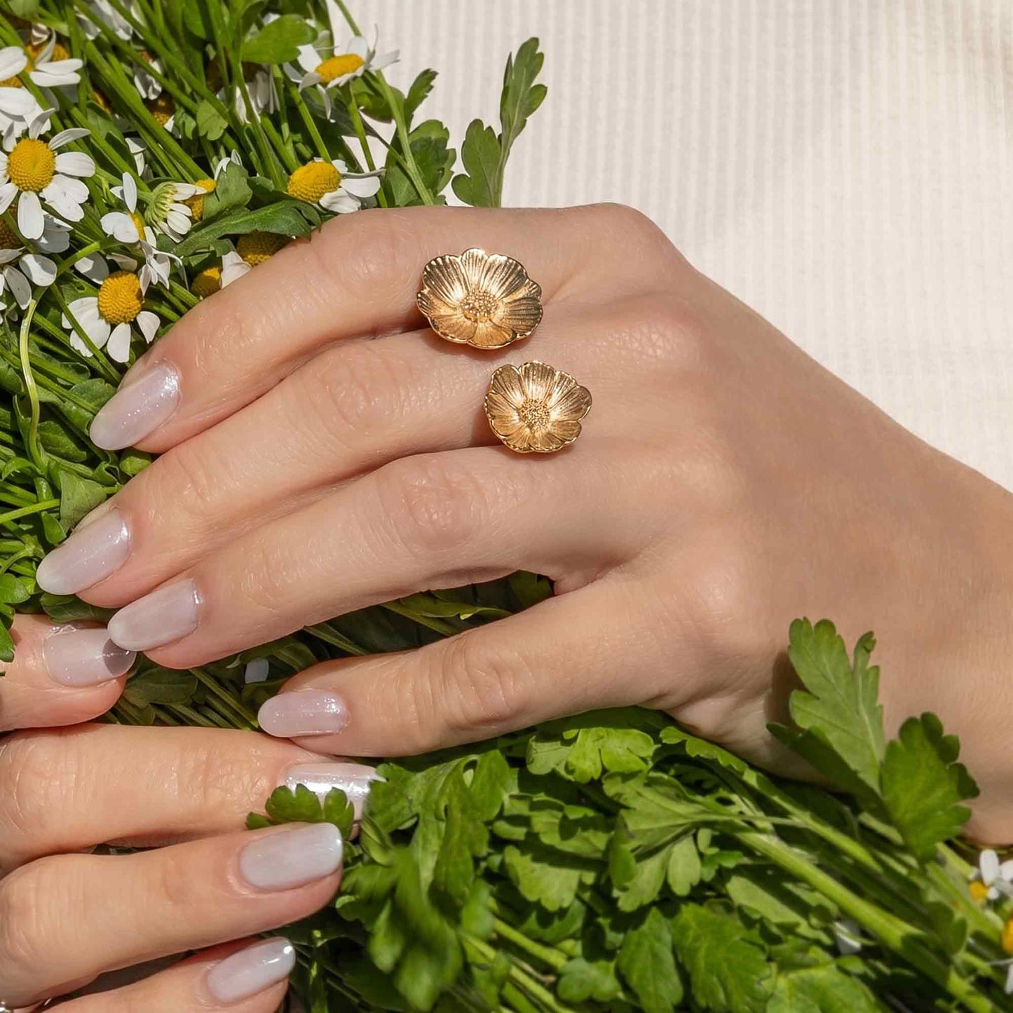 Bronze Adjustable Peony Ring